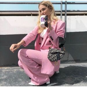 Zara High Rise Wide Leg Bubble Gum Pink Trouser Pants Women’s Size 5 Blogger Fav